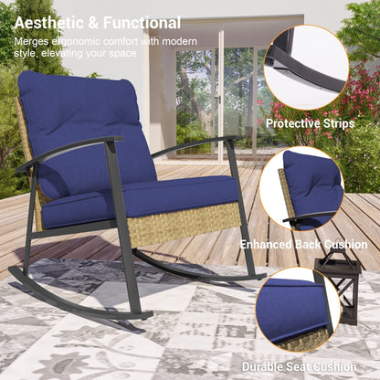 Livoosun 3 Piece Patio Rocking Bistro Set, Outdoor Porch Furniture Patio Chairs Set of 2 with Side Table for Backyard