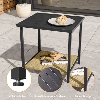 Livoosun 3 Piece Patio Rocking Bistro Set, Outdoor Porch Furniture Patio Chairs Set of 2 with Side Table for Backyard