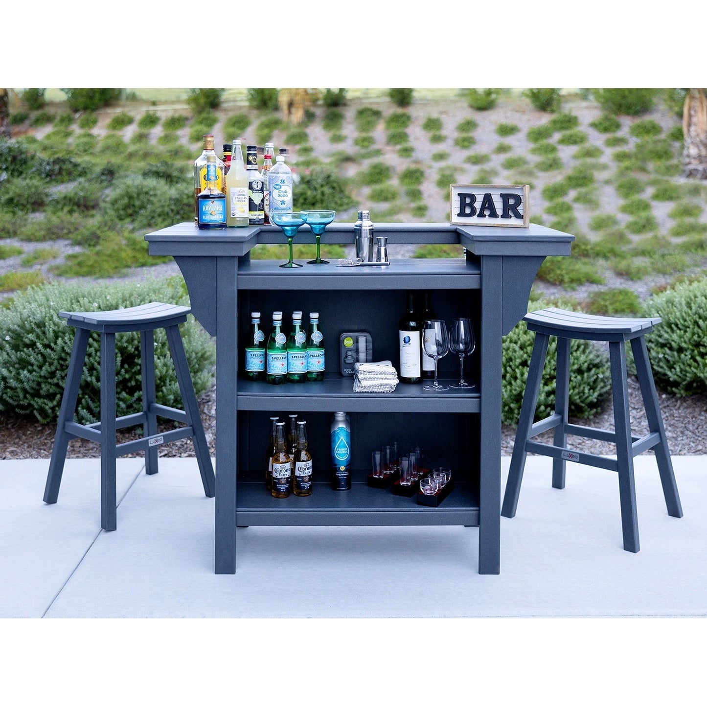 LuXeo Bailey-Cabo Serving Bar Counter, 3-Piece Set