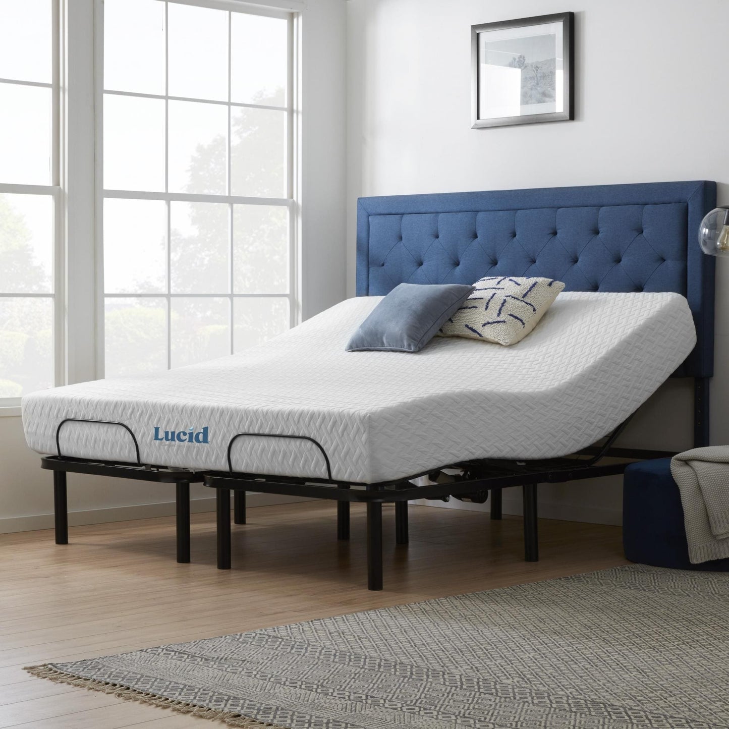 Lucid Comfort Collection 10-inch Gel Memory Foam Mattress and Standard Adjustable Bed Set