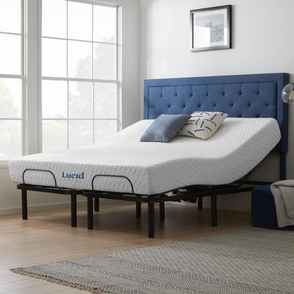 Lucid Comfort Collection 10-inch Gel Memory Foam Mattress and Standard Adjustable Bed Set