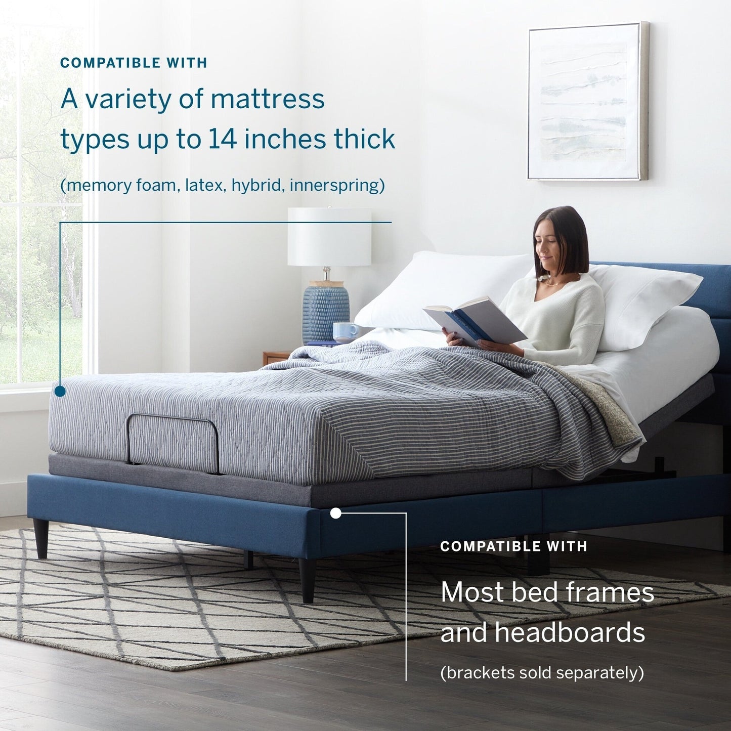 Lucid Comfort Collection 10-inch Gel & Aloe Vera Hybrid Mattress and Deluxe Adjustable Bed Set