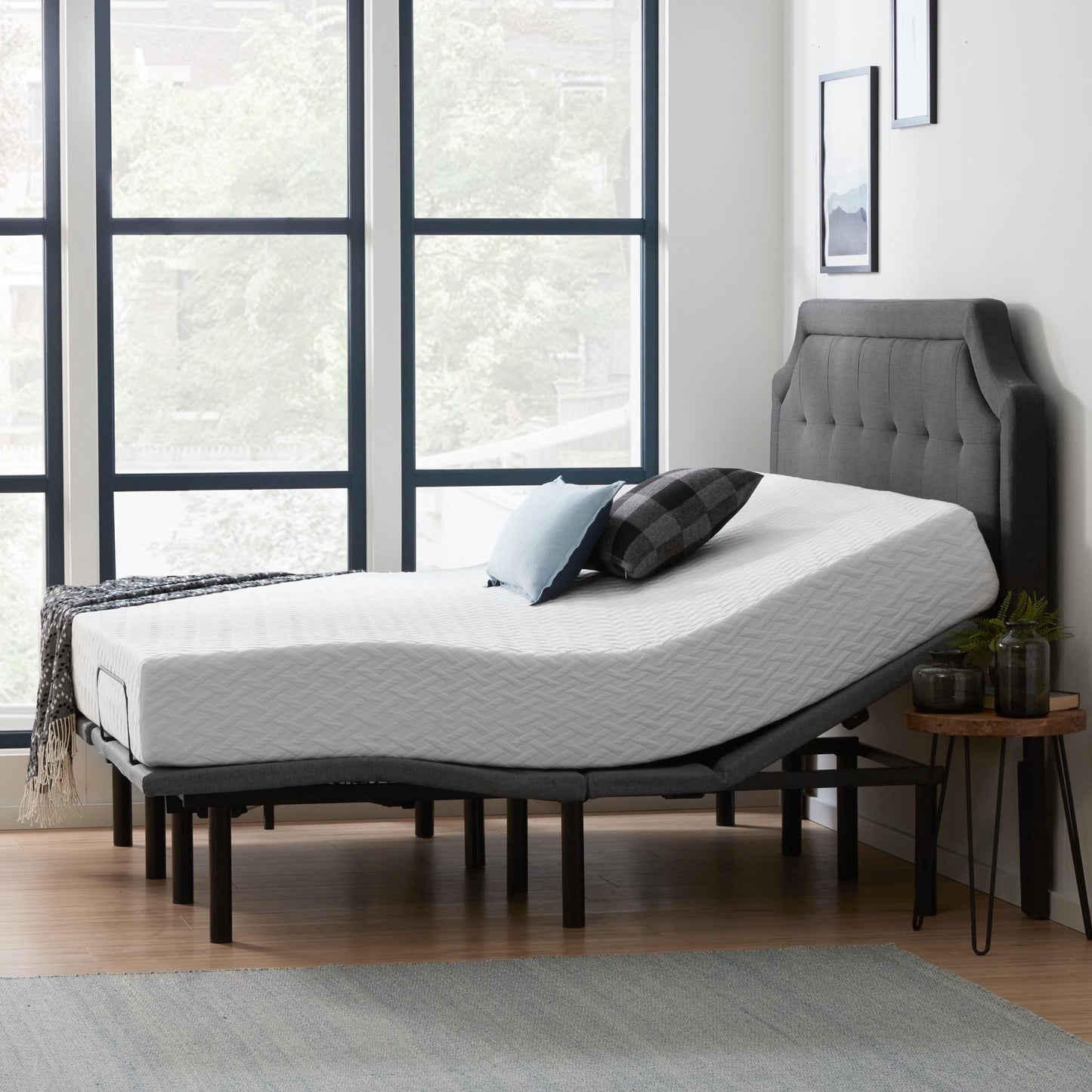 Lucid Comfort Collection 10-inch Gel Memory Foam Mattress and Deluxe Adjustable Bed Set