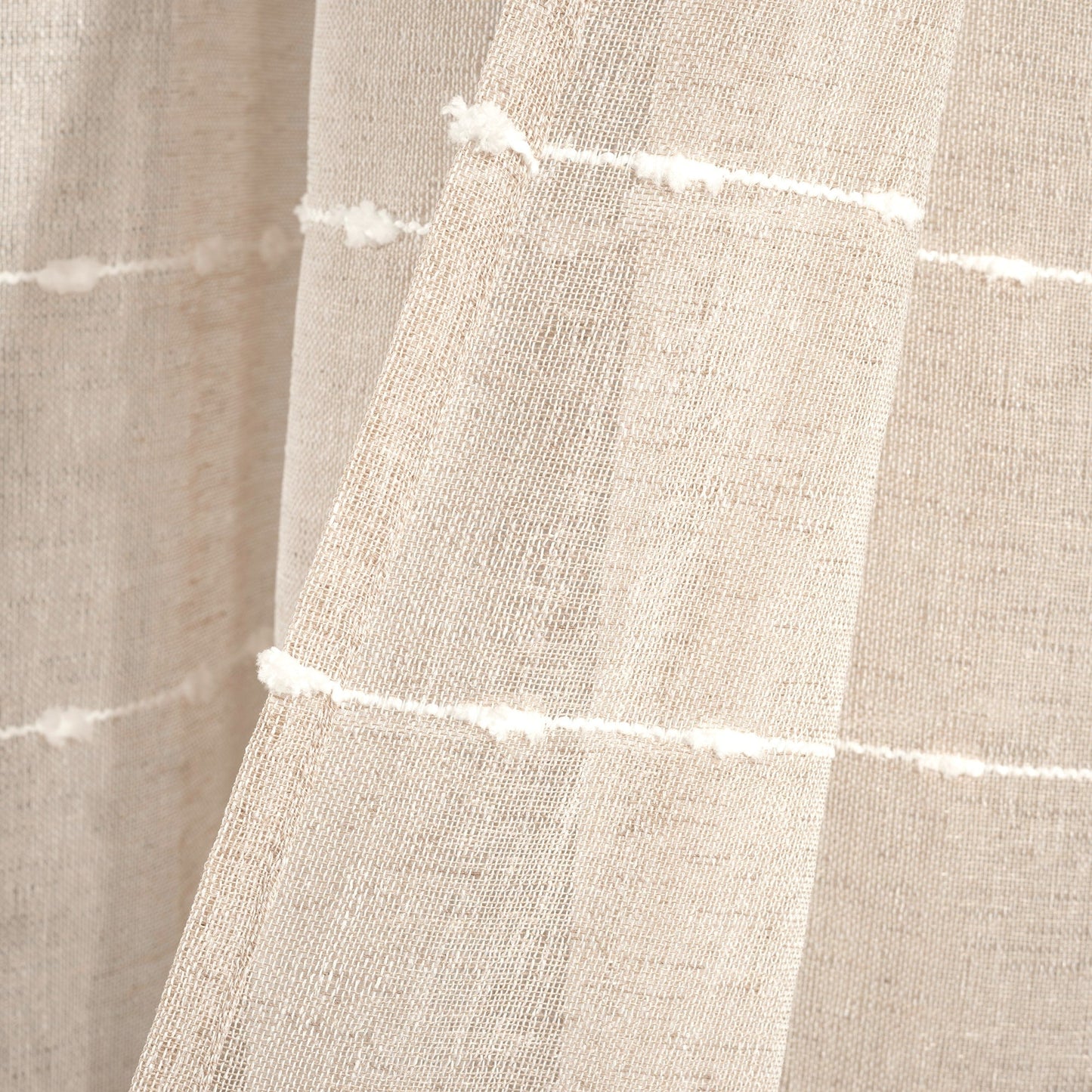 Lush Decor Farmhouse Textured Grommet Sheer Window Curtain Panel Pair