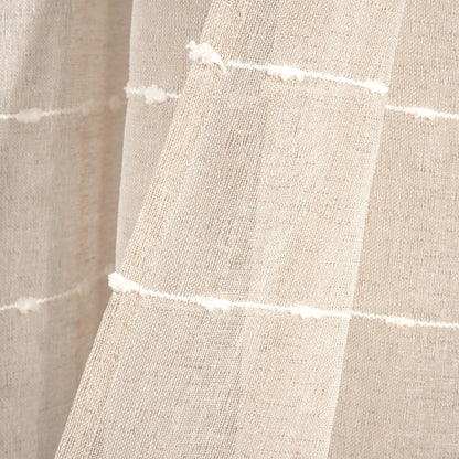 Lush Decor Farmhouse Textured Grommet Sheer Window Curtain Panel Pair