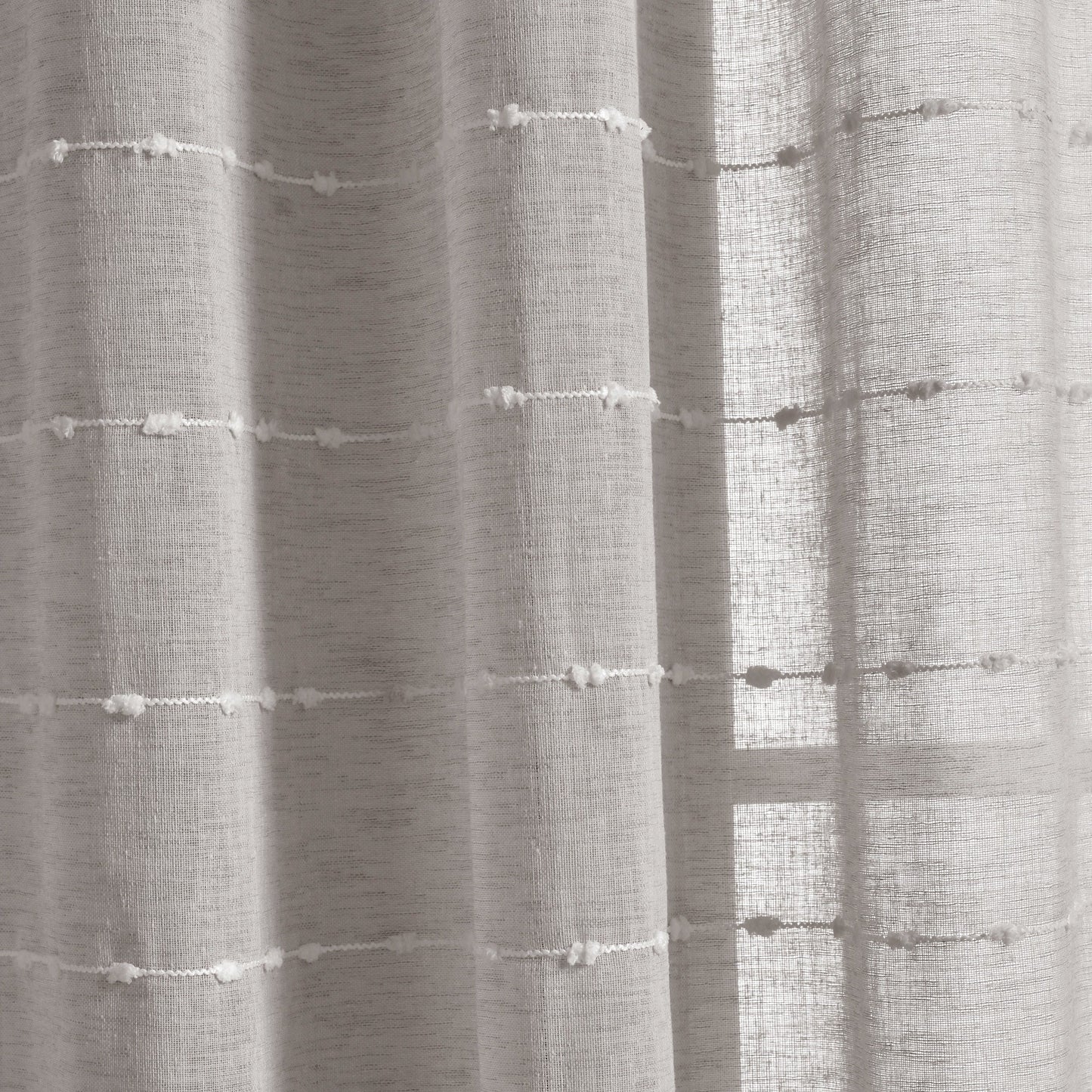 Lush Decor Farmhouse Textured Grommet Sheer Window Curtain Panel Pair