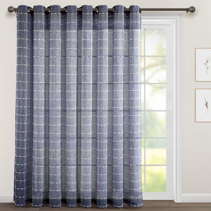Lush Decor Farmhouse Textured Grommet Sheer Window Curtain Panel Pair