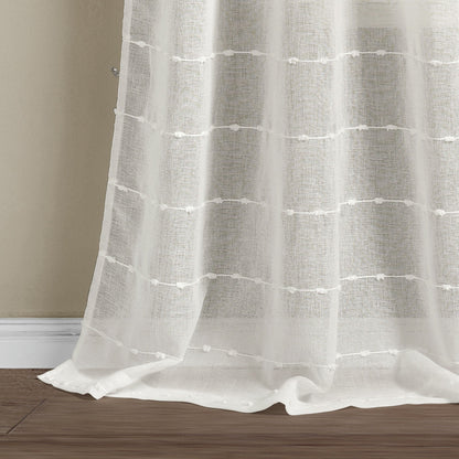 Lush Decor Farmhouse Textured Grommet Sheer Window Curtain Panel Pair
