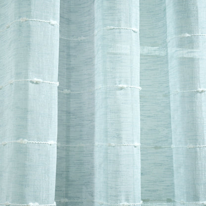 Lush Decor Farmhouse Textured Grommet Sheer Window Curtain Panel Pair