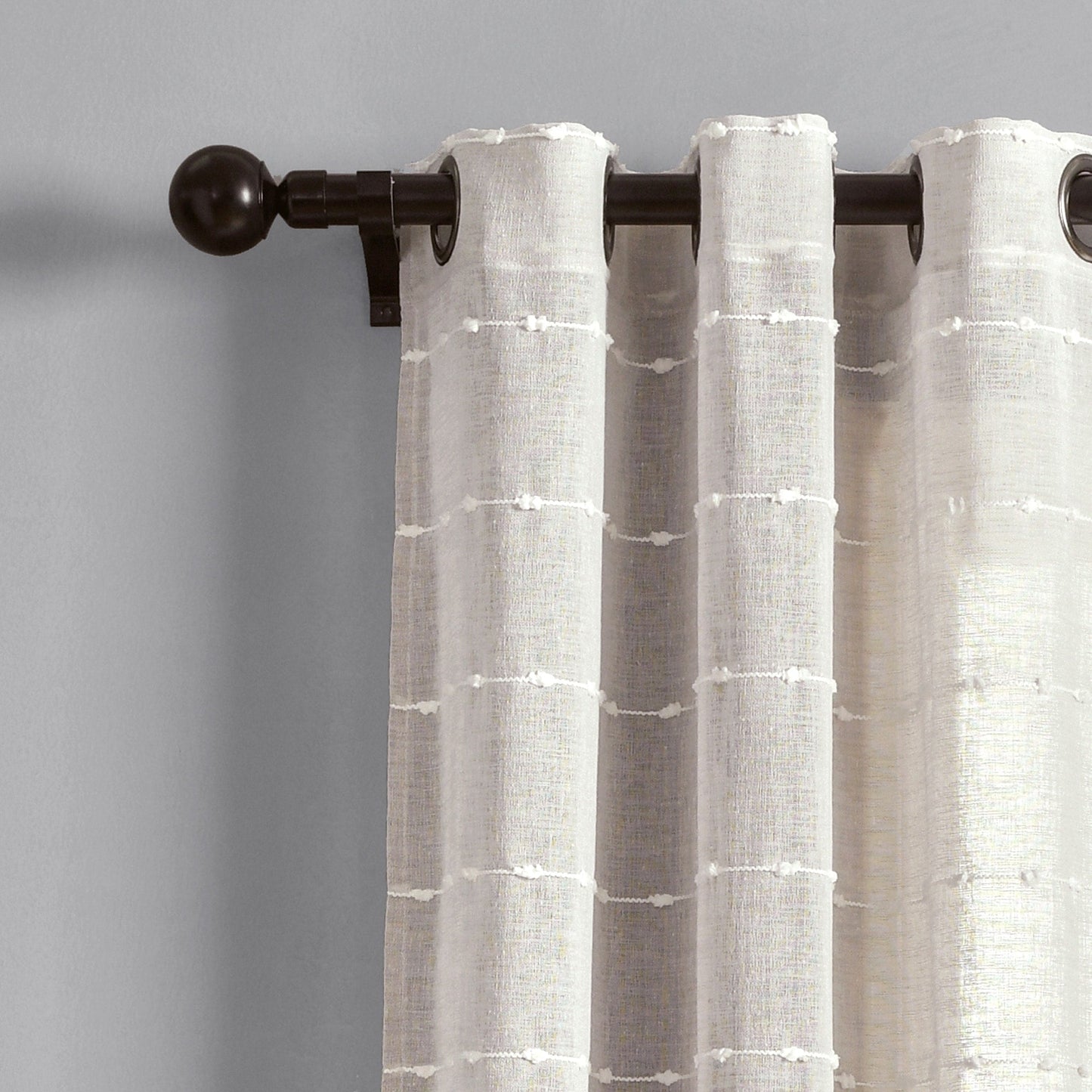 Lush Decor Farmhouse Textured Grommet Sheer Window Curtain Panel Pair