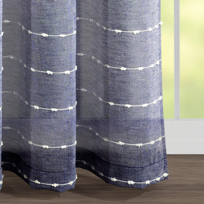 Lush Decor Farmhouse Textured Grommet Sheer Window Curtain Panel Pair