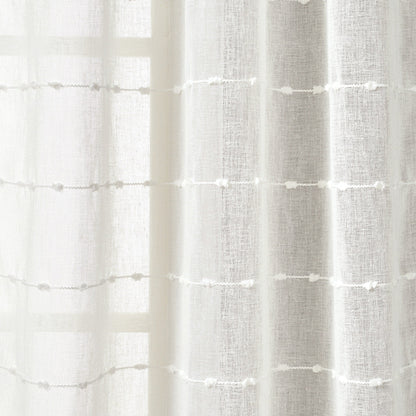 Lush Decor Farmhouse Textured Grommet Sheer Window Curtain Panel Pair