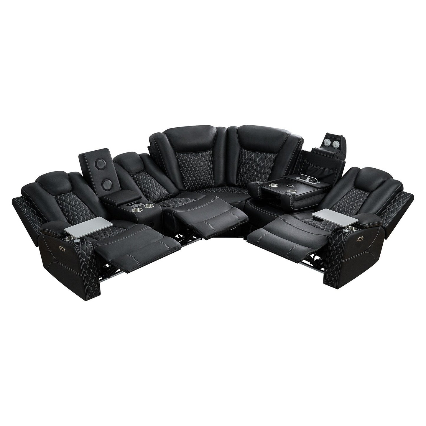 Luxury Reclining 5 & 6 Seater Corner Sofa w/ LED, USB, Wireless Charging, Bluetooth & Storage