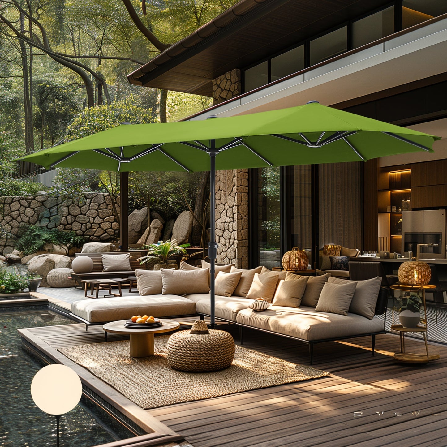 MAISON ARTS 13ft Double -Sided Patio Umbrella Extra Large with Crank