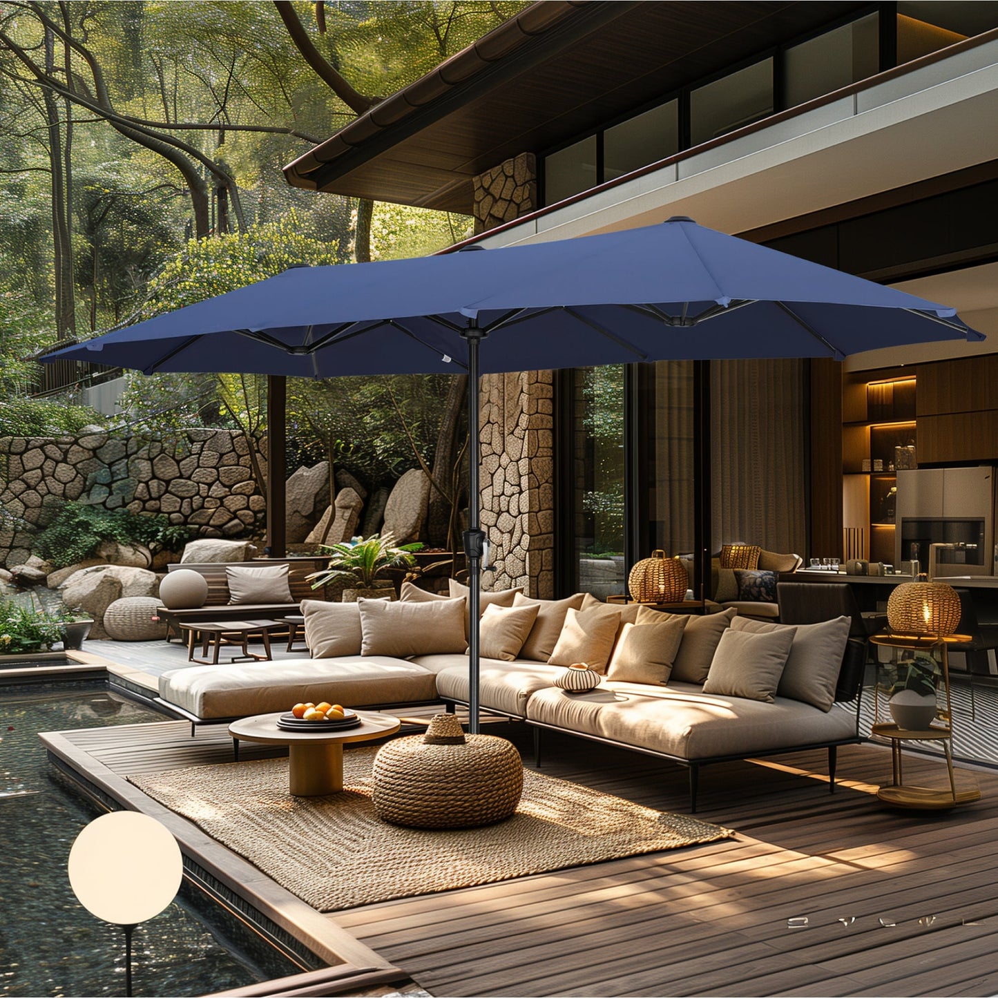 MAISON ARTS 13ft Double -Sided Patio Umbrella Extra Large with Crank