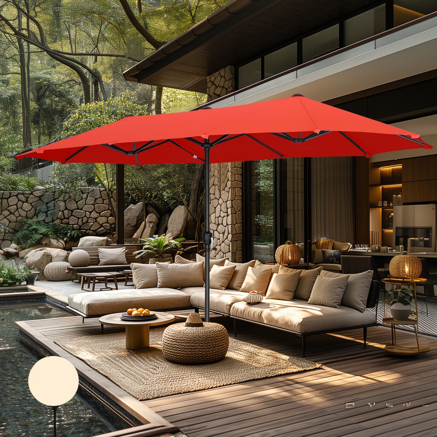 MAISON ARTS 13ft Double -Sided Patio Umbrella Extra Large with Crank