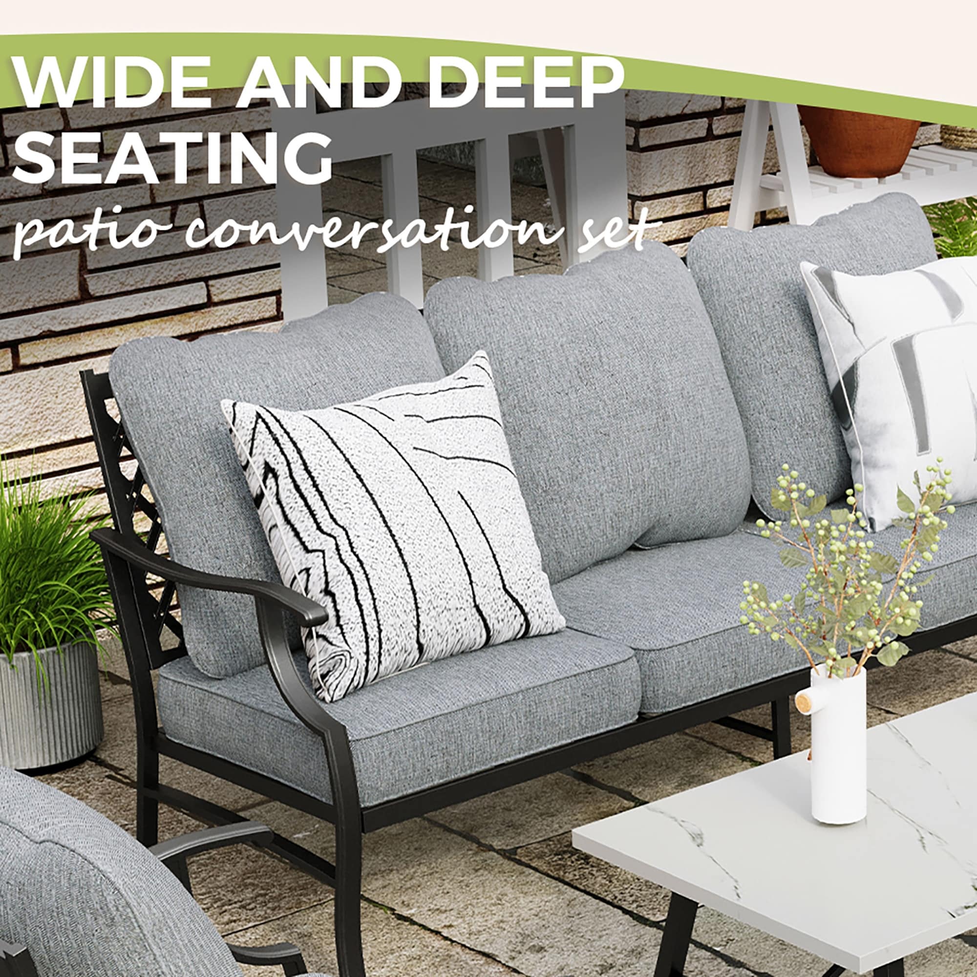 MAISON ARTS 6/7-Piece Patio Conversation Sets, Sofa Set with 2/4 x Single Chairs, 1 x 3-seater Sofa and Coffee Table/Ottomans