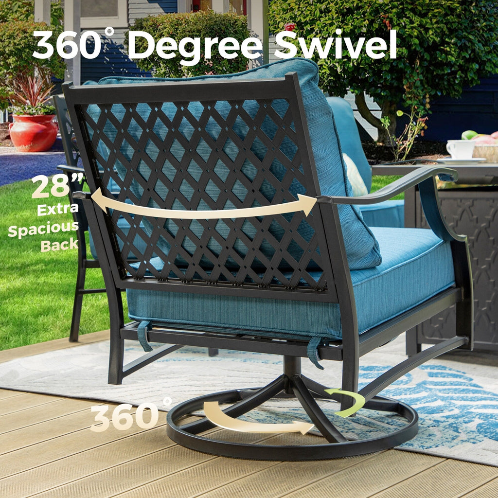 MAISON ARTS 6/7-Piece Patio Conversation Sets, Sofa Set with 2/4 x Single Chairs, 1 x 3-seater Sofa and Coffee Table/Ottomans