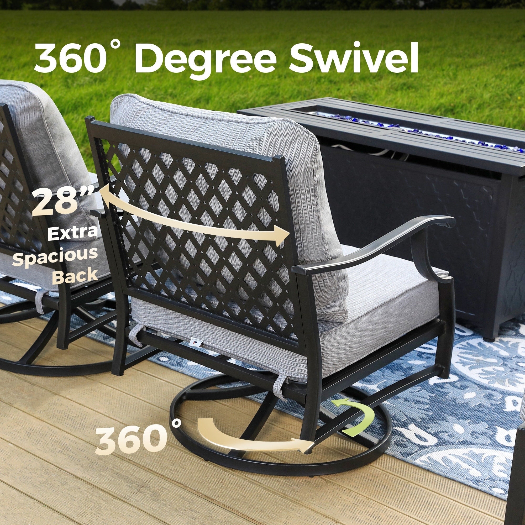 MAISON ARTS 6/7-Piece Patio Conversation Sets, Sofa Set with 2/4 x Single Chairs, 1 x 3-seater Sofa and Coffee Table/Ottomans
