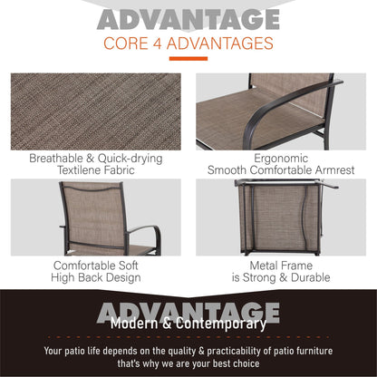 MAISON ARTS 7-Piece Patio Dining Set Metal Rectangle Table and 6 Textilene Chairs