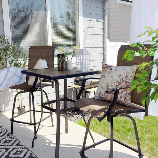 MAISON?ARTS 3-piece Outdoor Swivel Bar Stool and Table Bistro Set