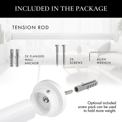 MERIVILLE 1-inch Diameter Metal Spring Tension Rod, Adjustable