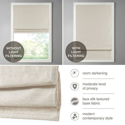 Madison Park Leighton Printed Faux Silk Room Darkening Cordless Roman Shade