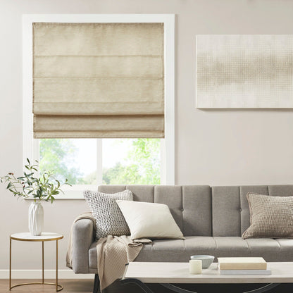 Madison Park Leighton Printed Faux Silk Room Darkening Cordless Roman Shade