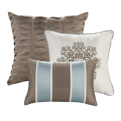 Madison Park Lorraine Blue Jacquard 7-Piece Comforter Set