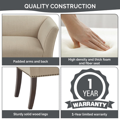 Madison Park Welburn 49.5 Upholstered Bench with Back & Wood Legs