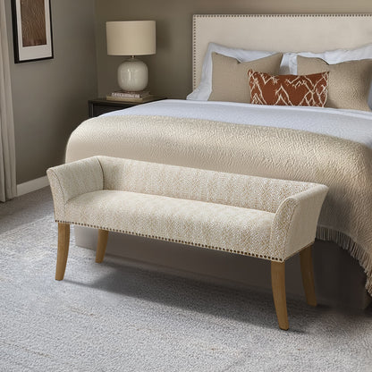 Madison Park Welburn 49.5 Upholstered Bench with Back & Wood Legs