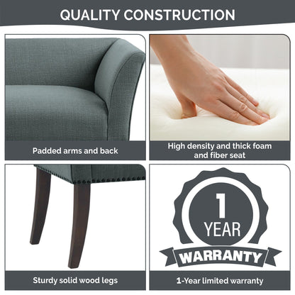 Madison Park Welburn 49.5 Upholstered Bench with Back & Wood Legs