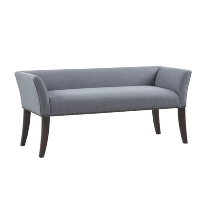 Madison Park Welburn 49.5 Upholstered Bench with Back & Wood Legs