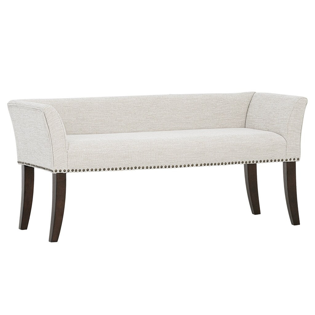 Madison Park Welburn 49.5 Upholstered Bench with Back & Wood Legs