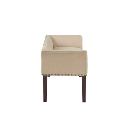 Madison Park Welburn 49.5 Upholstered Bench with Back & Wood Legs