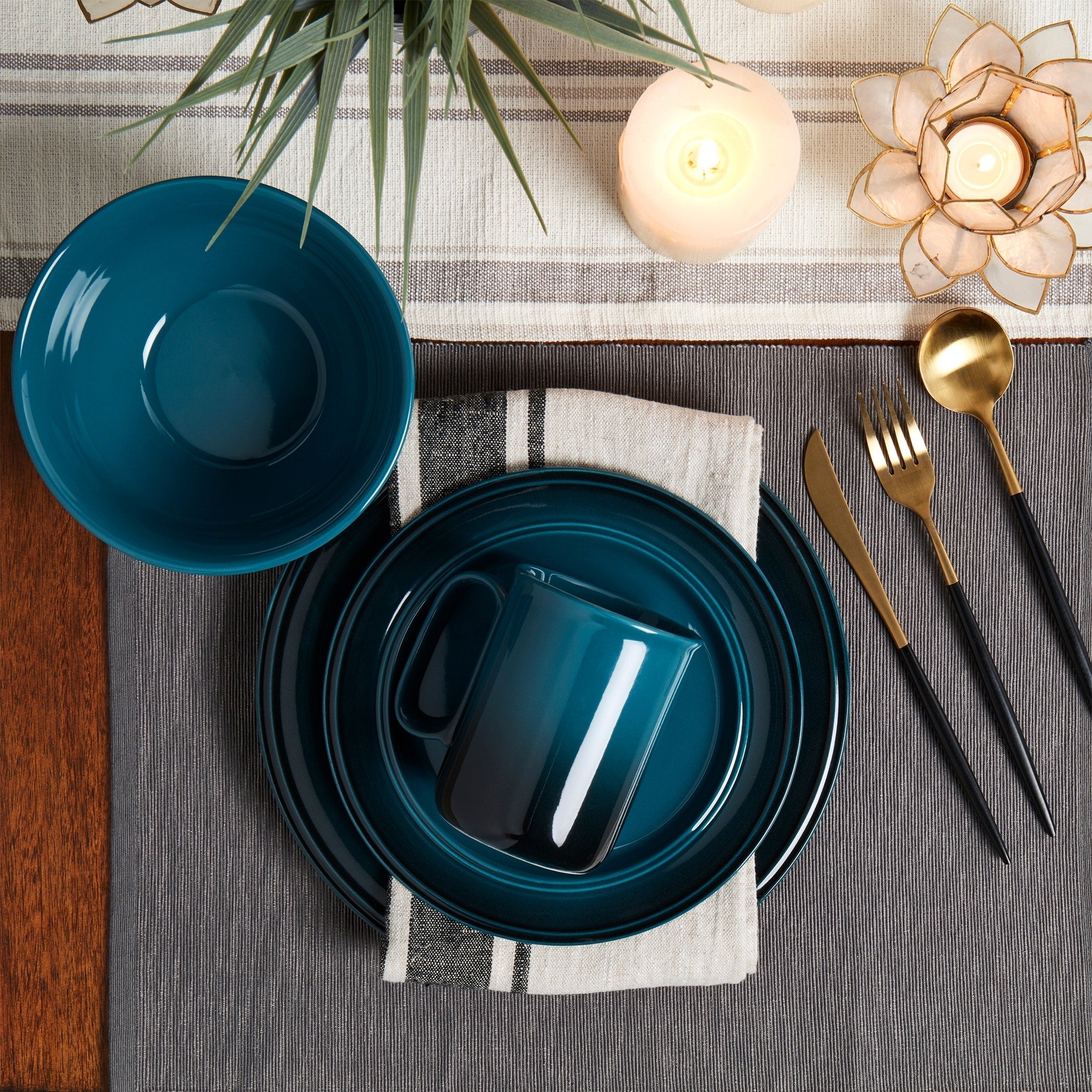 Mason Craft & More Festival Ombre 12PC Dinnerware Set - Service for 4