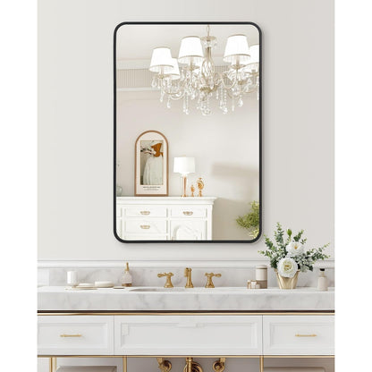 Matte Black Round Mirror