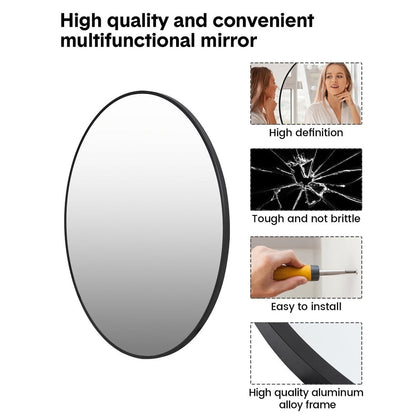 Matte Black Round Mirror
