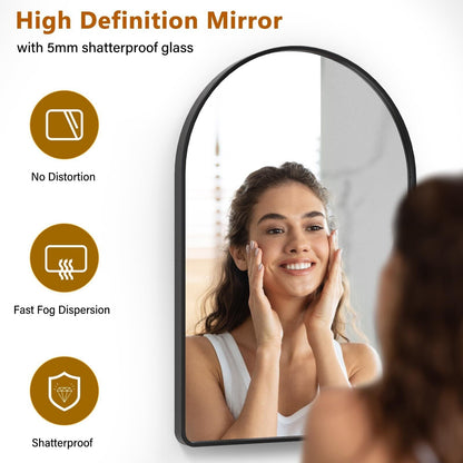 Matte Black Round Mirror