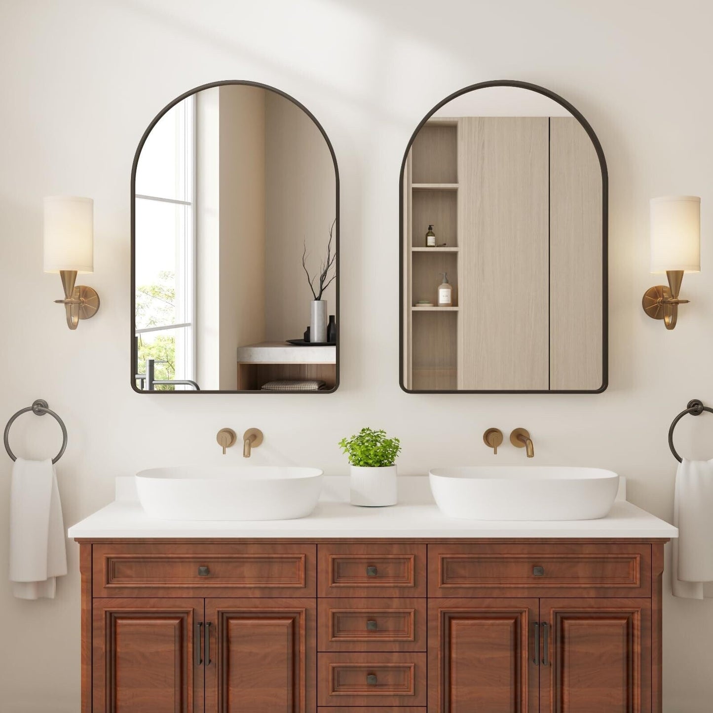 Matte Black Round Mirror
