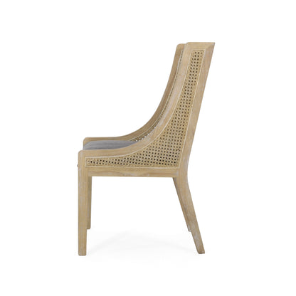 Maurers Cane and Wood Upholstered Dining Chairs (Set of 2) by Christopher Knight Home