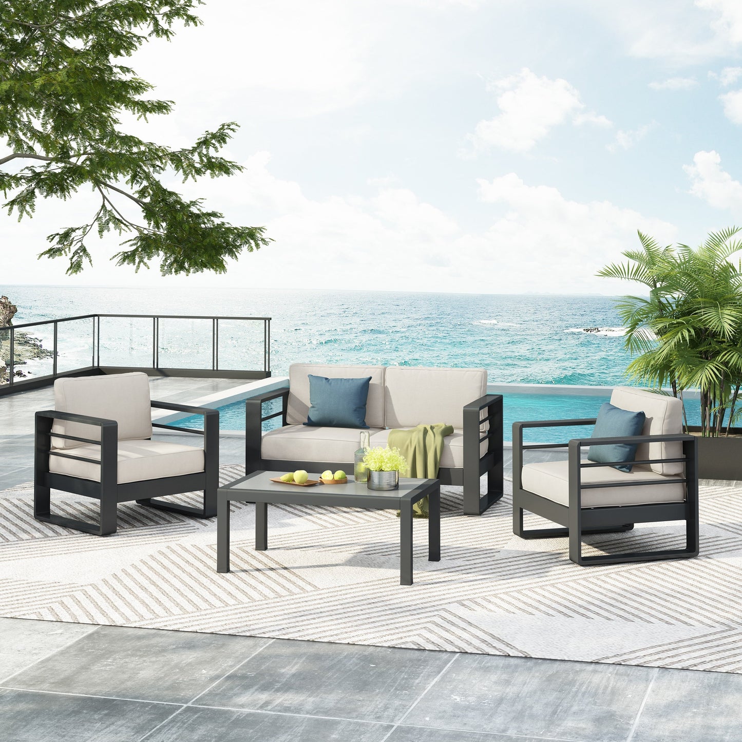 Maya Bay Aluminum Chat Set by Christopher Knight Home