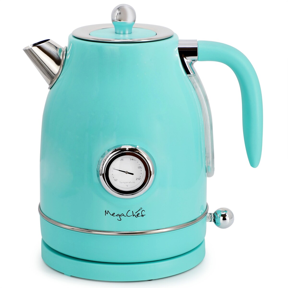 MegaChef 1.7 Quart Electric Tea Kettle and 2 Slice Toaster Combo in Turquoise