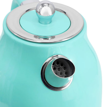 MegaChef 1.7 Quart Electric Tea Kettle and 2 Slice Toaster Combo in Turquoise