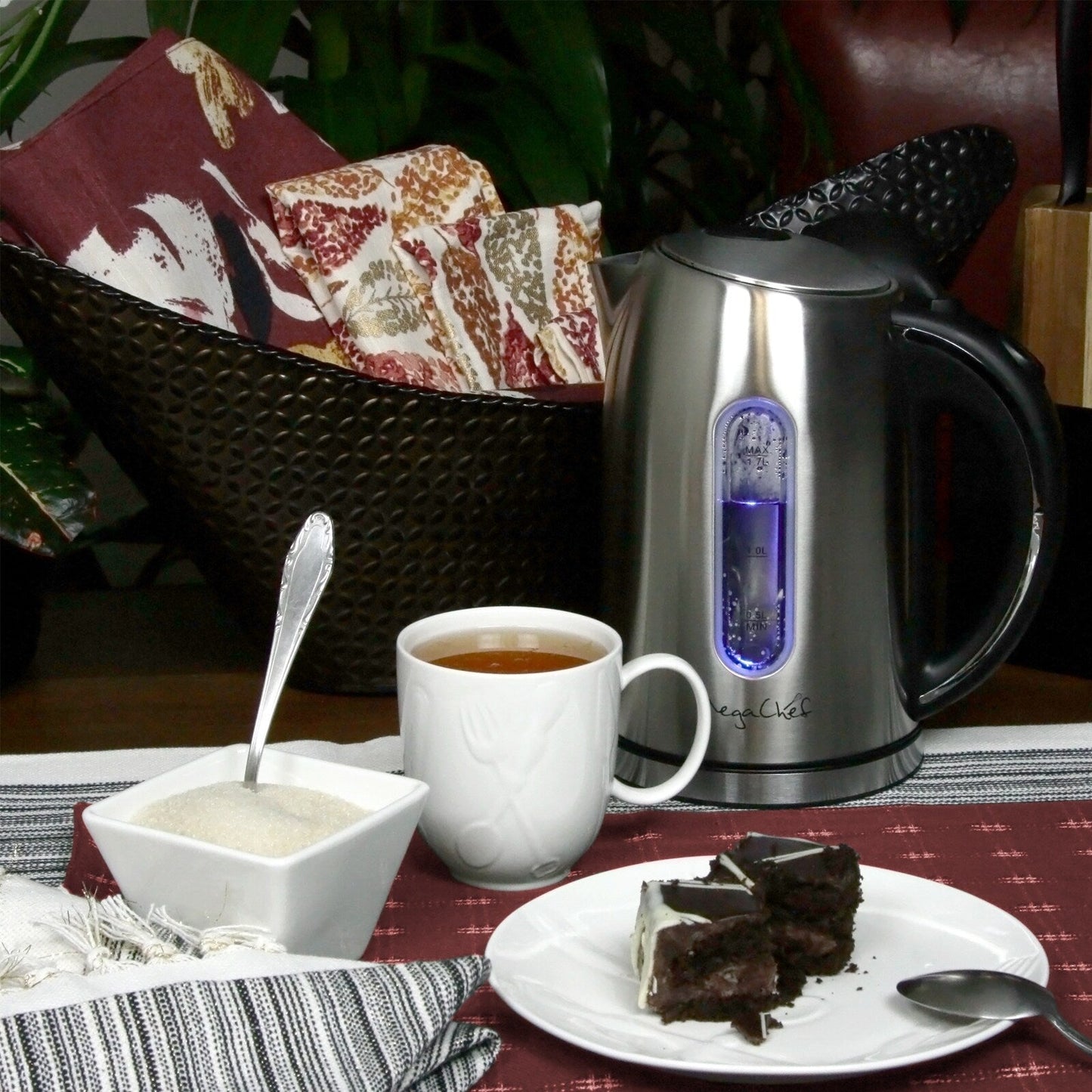MegaChef 1.7Lt. Stainless Steel Kettle with Electric Heating Base