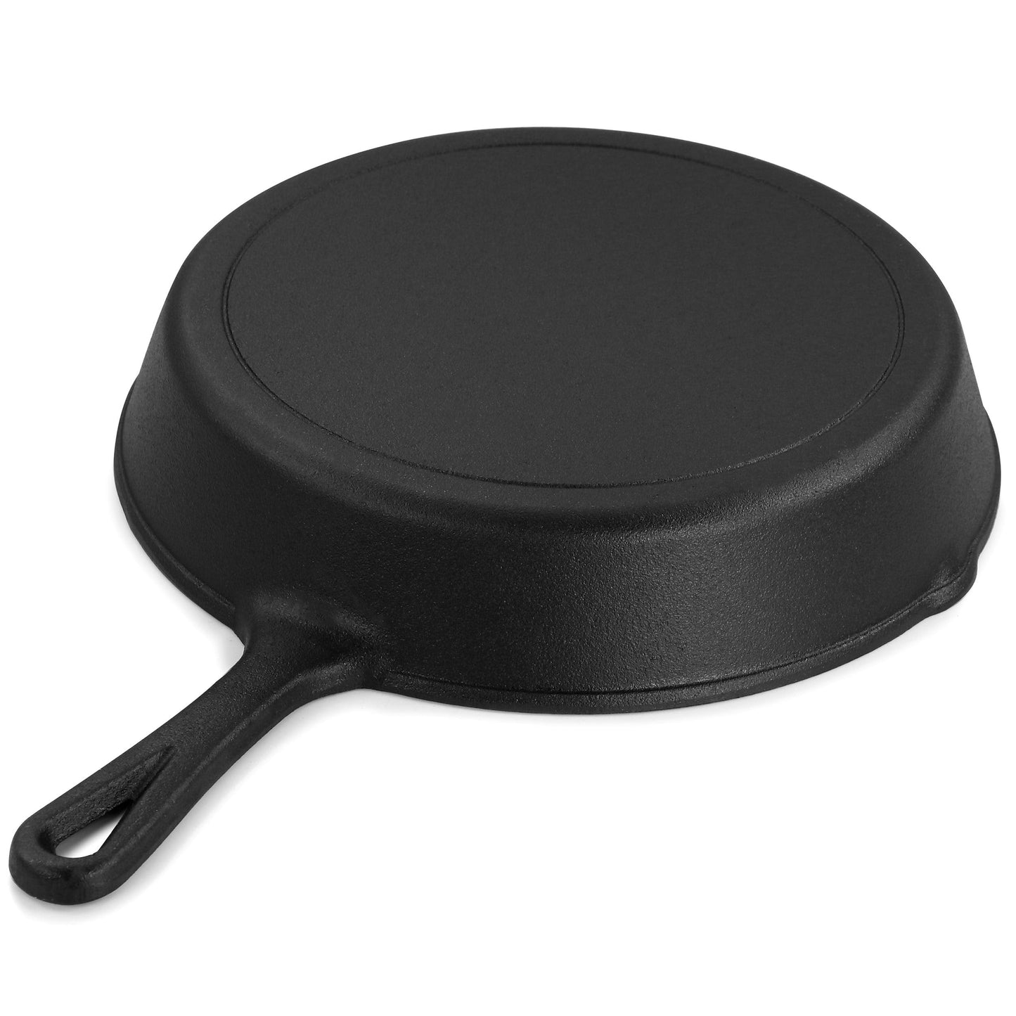 MegaChef 10 Inch Round Preseasoned Cast Iron Frying Pan with Handle in Black - 10 Inch