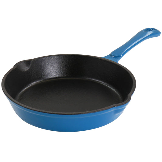 MegaChef Enameled Round 8 Inch PreSeasoned Cast Iron Frying Pan in Turquoise - 8 Inch