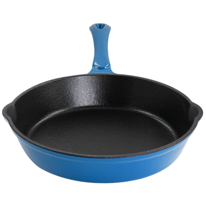 MegaChef Enameled Round 8 Inch PreSeasoned Cast Iron Frying Pan in Turquoise - 8 Inch