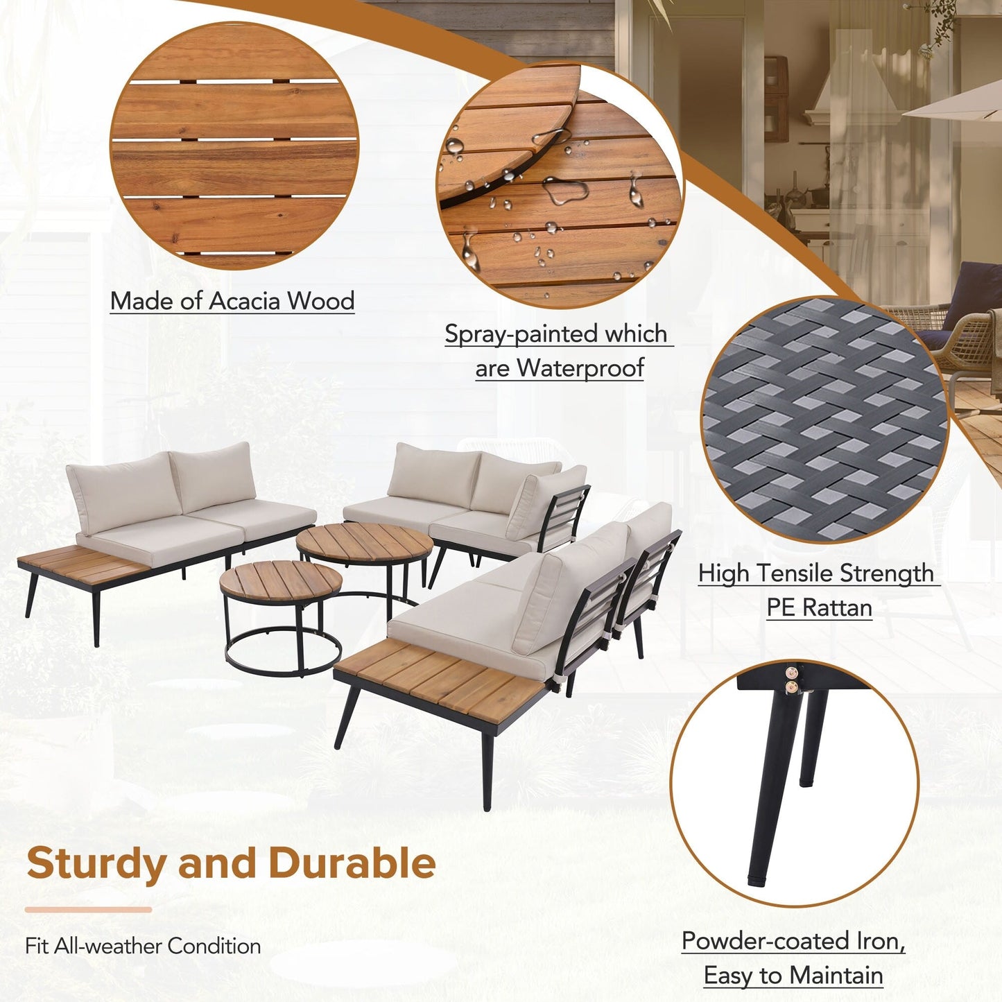Merax 6-Piece Outdoor Sectional Sofa Set