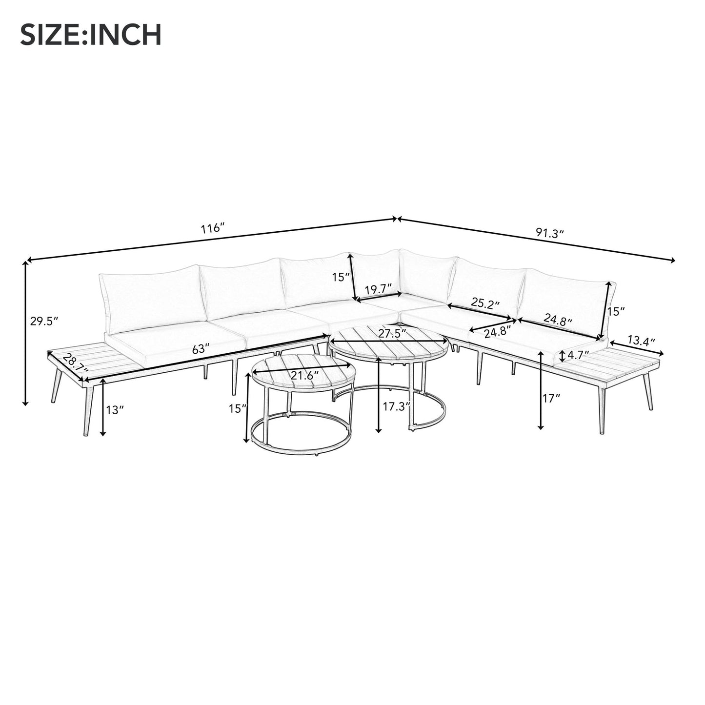 Merax 6-Piece Outdoor Sectional Sofa Set